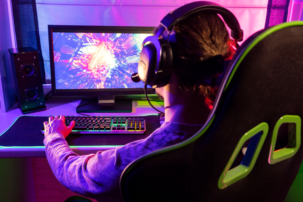 joueur avec pc gamer