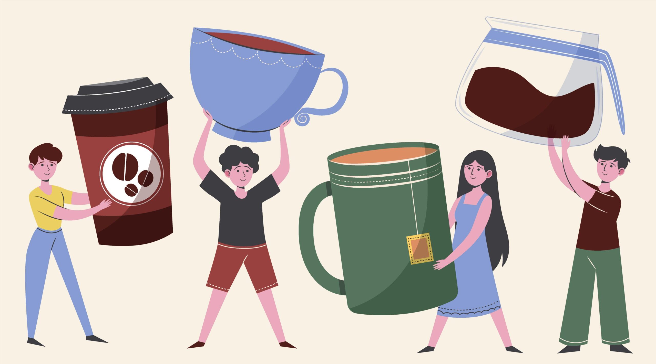 Coffee consumption : people with hot drinks